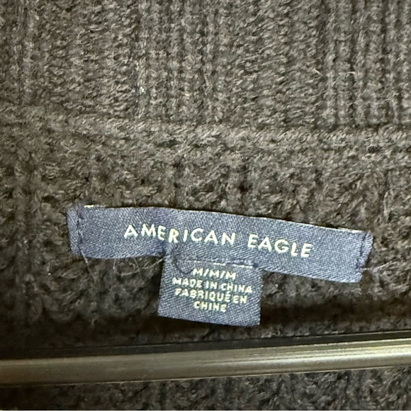 American Eagle Black Knit Sweater White Stripes Size M - Picture 4 of 5